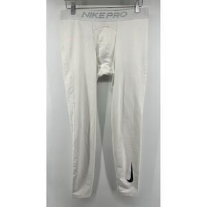 Nike Pro Dri Fit Tight Fit Leggings Mens XXL White Black Big Logo 28" Inseam